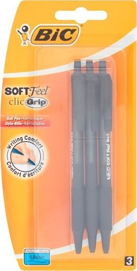 Изображение Bic Długopis czarny Soft feel bls 3 szt