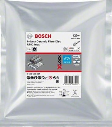 Picture of Bosch BOSCH FIBRA KRĄŻEK X-LOCK INOX 125 gr.120 R782 /25szt. B2608621827