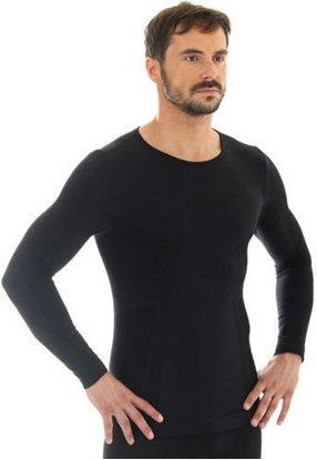 Attēls no Brubeck Koszulka męska z długim rękawem COMFORT WOOL grafitowa r. L (LS11600)