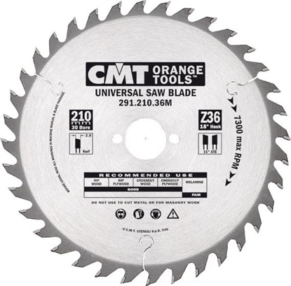 Изображение CMT piła uniwersalna, do cięcia wzdłużnego i poprzecznego HM D=160 F=20 Z=24 K=2,2/1,6 (291.160.24H)