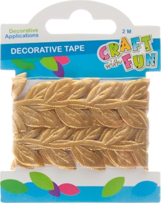 Изображение Craft with Fun CF OZDOBA DEK TASMA LISTKI 2M/2,5CM ZLOT 12/288