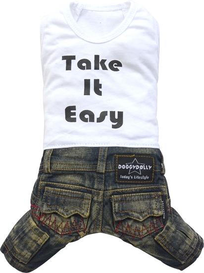 Picture of DoggyDolly Komplet jeans z t-shirtem, biały,S 23-25cm/36-38cm