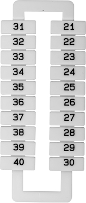 Attēls no EM Group Oznacznik do złączek szynowych 2,5-70mm2 /21-40/ biały 20szt. (43192)