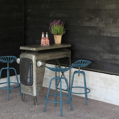 Изображение Esschert Design Esschert Design Stołek barowy w formie siedziska z traktora, niebieski