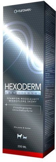 Picture of EUROWET Hexoderm Excellence - szampon regulujący mikroflorę skóry z fitosfingozyną i chlorheksydyną dla kota i psa 200ml