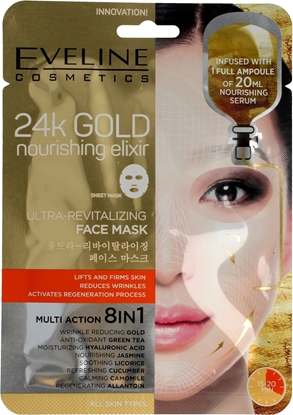 Attēls no Eveline 24k Gold Ultra-rewitalizująca maska w płacie 8w1 1 szt.