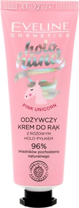 Picture of Eveline Cosmetics Holo Hand Unicorn odżywczy krem do rąk z różowym holo-pyłkiem 50ml