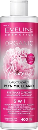 Attēls no Eveline Cosmetics Organic Peony łagodzący płyn micelarny 5w1 do cery wrażliwej i nadwrażliwej Ekstrakt z Peonii 400ml