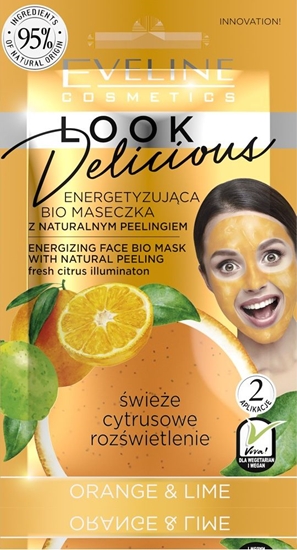 Изображение Eveline Look Delicious Bio Maseczka z naturalnym peelingiem - Orange & Lime