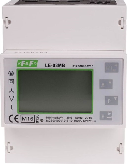 Picture of F&F Licznik energii elektrycznej 3-fazowy z wyświetlaczem LCD 100A LE-03MB