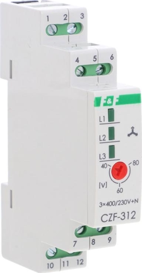 Picture of F&F Mikroprocesorowy czujnik zaniku i asymetrii faz monitor t\0,2s montaż na szynie DIN,True RMS CZF-312-TRMS