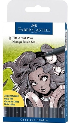 Изображение Faber-Castell Zestaw pisaków Pitt Artist Brush Manga, 8szt. (167107 FC)