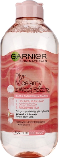 Изображение Garnier Skin Naturals Płyn micelarny z Wodą Różaną - cera pozbawiona blasku 400ml