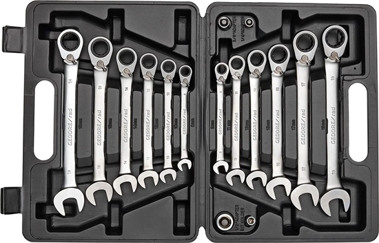 Picture of Gedore Gedore Red ring ratchet open ended spanner set, 16-piece, wrench (chrome, SW 8 - 19mm)