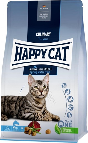 Изображение Happy Cat Culinary Spring Water Trout, sucha karma, dla kotów dorosłych, pstrąg, bez kurczaka, 1,3 kg, worek