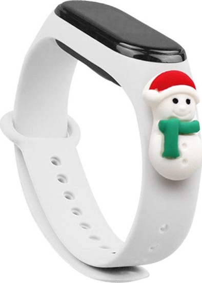 Изображение Hurtel Strap Xmas opaska do Xiaomi Mi Band 4 / Mi Band 3 świąteczny silikonowy pasek bransoletka biały (bałwanek 1)