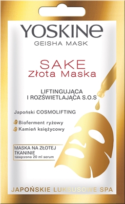 Picture of Yoskine Maseczka do twarzy Geisha Mask Sake Złota Maska S.O.S. liftingująco-rozświetlająca 20ml