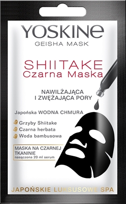 Attēls no Yoskine Maseczka do twarzy Geisha Mask Shiitake Czarna Maska nawilżająca 20ml