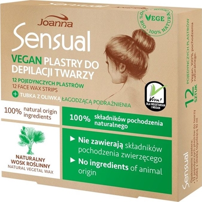 Изображение Joanna Sensual plastry do depilacji twarzy vegan naturalny wosk roślinny 12szt