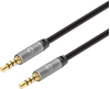 Picture of Manhattan Stereo Audio 3.5mm Cable, 1m, Male/Male, Slim Design, Black/Silver, Premium with 24 karat gold plated contacts and pure oxygen-free copper (OFC) wire, Lifetime Warranty, Polybag