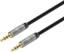 Изображение Manhattan Stereo Audio 3.5mm Cable, 1m, Male/Male, Slim Design, Black/Silver, Premium with 24 karat gold plated contacts and pure oxygen-free copper (OFC) wire, Lifetime Warranty, Polybag