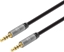 Изображение Manhattan Stereo Audio 3.5mm Cable, 3m, Male/Male, Slim Design, Black/Silver, Premium with 24 karat gold plated contacts and pure oxygen-free copper (OFC) wire, Lifetime Warranty, Polybag