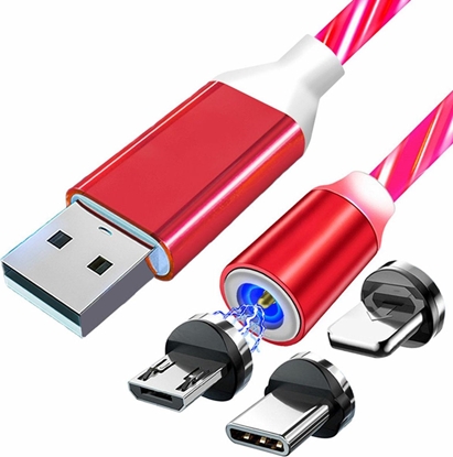 Attēls no Kabel USB Aptel USB-A - USB-C + microUSB + Lightning 1 m Czerwony (KK21W)