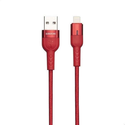 Attēls no Kabel USB Borofone USB-A - Lightning 1.2 m Czerwony (6931474724069)