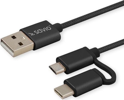 Attēls no Kabel USB Savio USB-A - 1 m Czarny (CL-128)