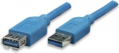 Attēls no Kabel USB Techly USB-A - USB-A 1 m Niebieski (ICOC-U3-AA-10-EX)