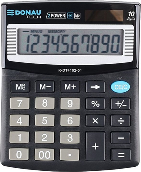 Picture of Kalkulator Donau Kalkulator biurowy DONAU TECH, 10-cyfr. wyświetlacz, wym. 125x100x27 mm, czarny