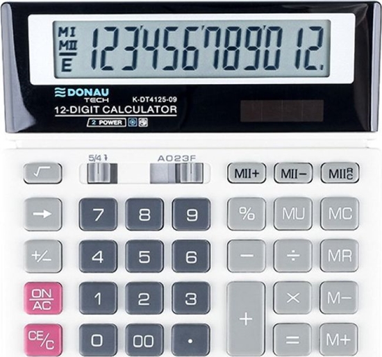 Picture of Kalkulator Donau Kalkulator biurowy DONAU TECH, 12-cyfr. wyświetlacz, wym. 156x152x28 mm, biały