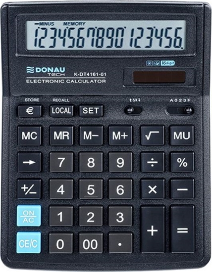 Picture of Kalkulator Donau Kalkulator biurowy DONAU TECH, 16-cyfr. wyświetlacz, wym. 199x153x31 mm, czarny