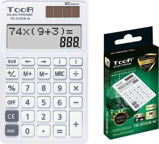 Изображение Kalkulator Toor Electronic Kalkulator dwuliniowy 10-pozyc. TR-310DB-W TOOR
