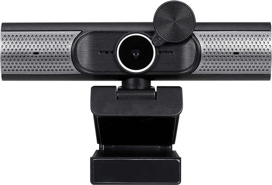 Picture of Platinet USB Webcam (with lens cover), 1080p Full HD, Popular USB-A connection, Integrated Microphone (noise cancelling), Built in Speakers (2x 1W), Adjustable Clip Base, 30 frames per second, Black, Cable 1.5m, One Year Warranty, Box