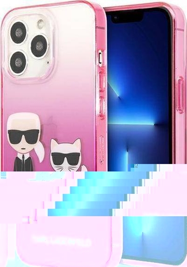 Изображение Karl Lagerfeld Karl Lagerfeld KLHCP13LTGKCP iPhone 13 Pro / 13 6,1" hardcase różowy/pink Gradient Ikonik Karl & Choupette