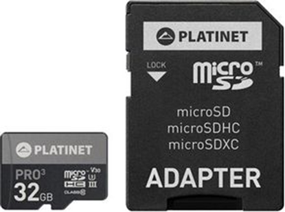 Attēls no Karta Platinet Pro MicroSDHC 32 GB Class 10 UHS-III/U3 A1 V30 (PMMSD32UIII / 44003)