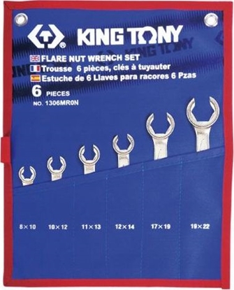 Изображение King Tony Zestaw Kluczy Do Przewodów Hamulcowych 6cz. 8 - 22mm, Etui Kt1306mrn