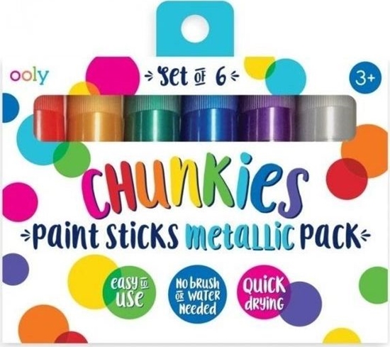 Изображение Kolorowe Baloniki Farby w kredce Chunkies Paint Sticks Metallic 6szt