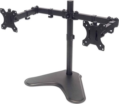 Picture of Manhattan TV & Monitor Mount, Desk, Double-Link Arms, 2 screens, Screen Sizes: 10-27", Black, Stand Assembly, Dual Screen, VESA 75x75 to 100x100mm, Max 8kg (each), Lifetime Warranty