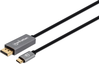 Attēls no Manhattan USB-C to DisplayPort 1.4 Cable, 8K@60Hz, 2m, Male to Male, Black, Equivalent to Startech CDP2DP146B (except 20cm longer), Three Year Warranty, Polybag