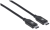 Picture of Manhattan USB-C to USB-C Cable, 2m, Male to Male, 480 Mbps (USB 2.0), 5A (super fast charging), Equivalent to Startech USB2C5C2M, Hi-Speed USB, Black, Lifetime Warranty, Polybag