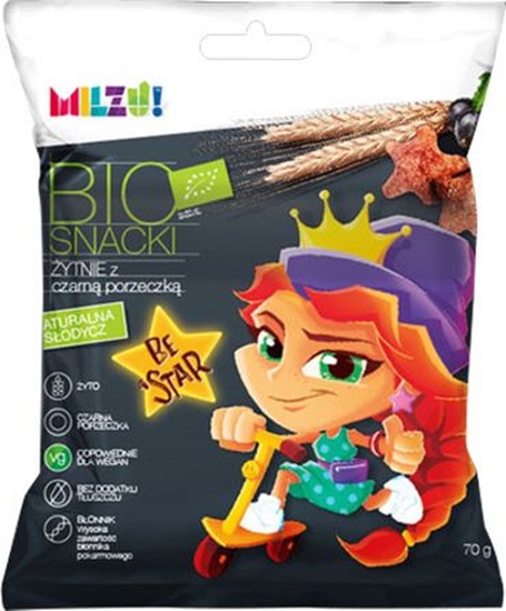 Изображение Milzu Milzu Płatki BE A STAR Bio Snacki czarna porzeczka - 70 g