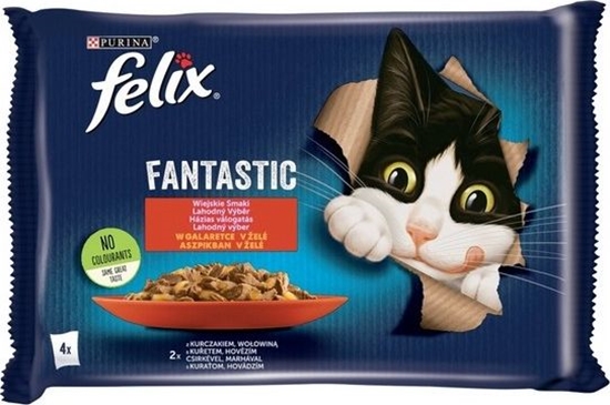 Picture of Nestle FELIX sasz.4x85g FANTASTIC WOŁOWINA, KURA w galaretce /12