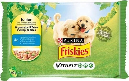 Picture of Nestle FRISKIES PIES sasz.4*100g JUNIOR KURA, GROSZEK w galarecie/20