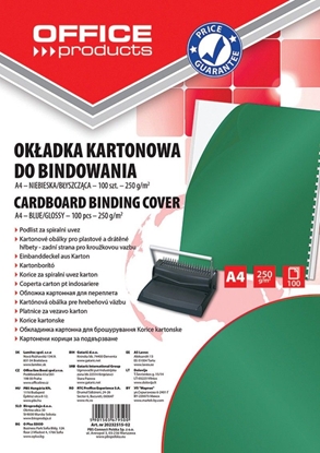 Изображение Office Products Okładki do bindowania OFFICE PRODUCTS, karton, A4, 250gsm, błyszczące, 100szt., zielone