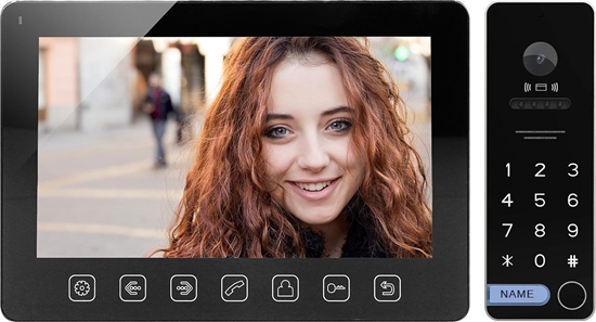 Picture of Orno Zestaw wideodomofonowy, bezsłuchawkowy, kolor, LCD 7", menu OSD, sterowanie bramą, z szyfratorem i RFID, czarny, ALCOR