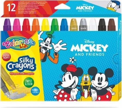Picture of Patio Kredki 12 kolorów świecowe żelowe wykręcane w sztyfcie Mickey i Przyjaciele Colorino Kids 89946