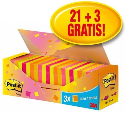 Attēls no Post-it Bloczek 654-NP24 76 x 76mm, kolorowy, 24 sztuki po 100 kartek (3M0761)