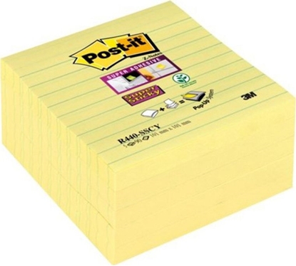 Picture of Post-it Karteczki samoprzylepne POST-IT Super Sticky Z-Notes XL w linię (R440-SSCY), 101x101mm, 5x90 kart., żółte